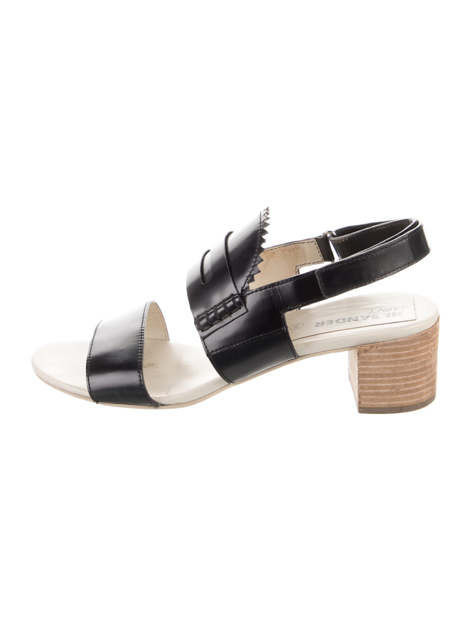 Jil Sander Navy Leather Slingback Sandals