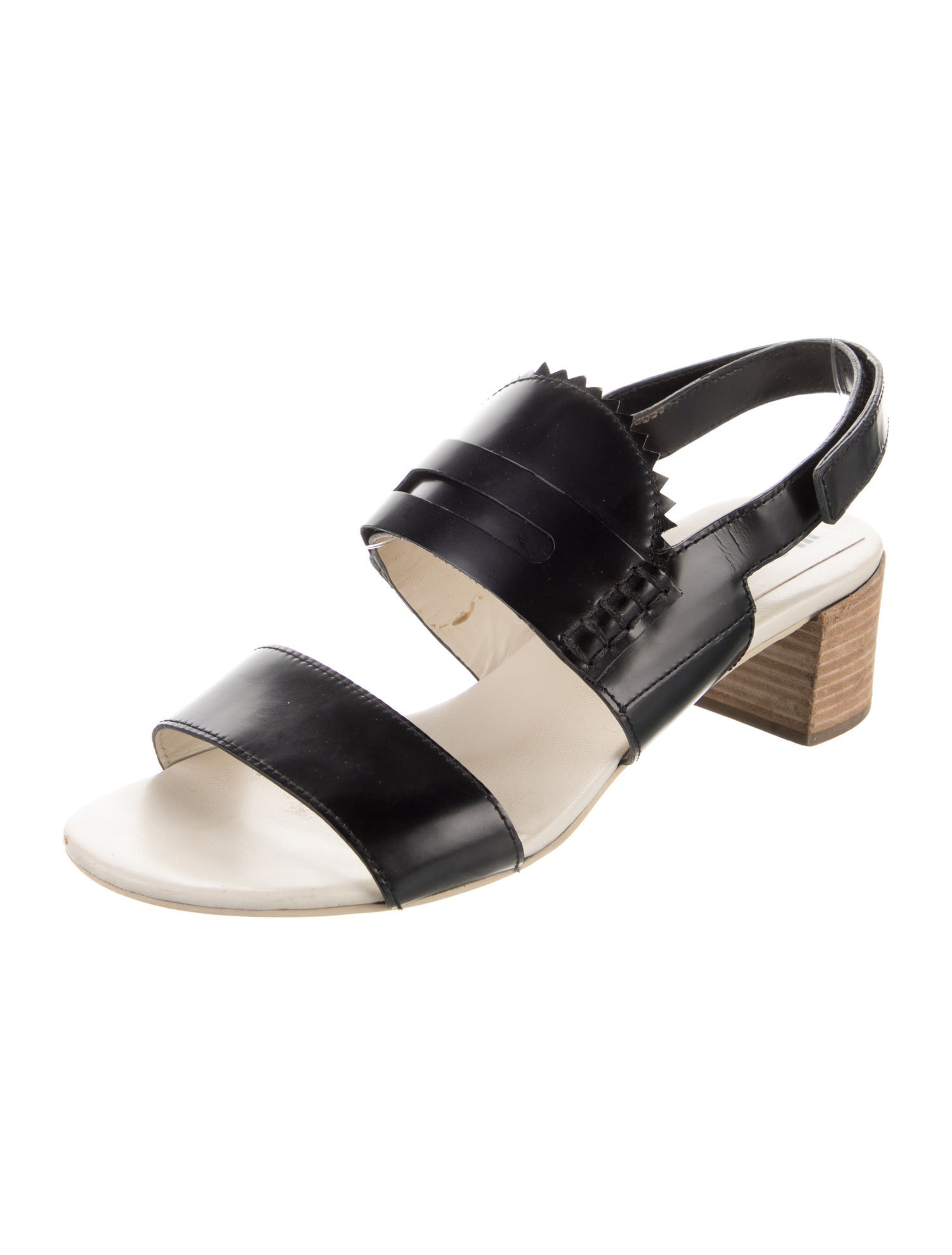 Jil Sander Navy Leather Slingback Sandals