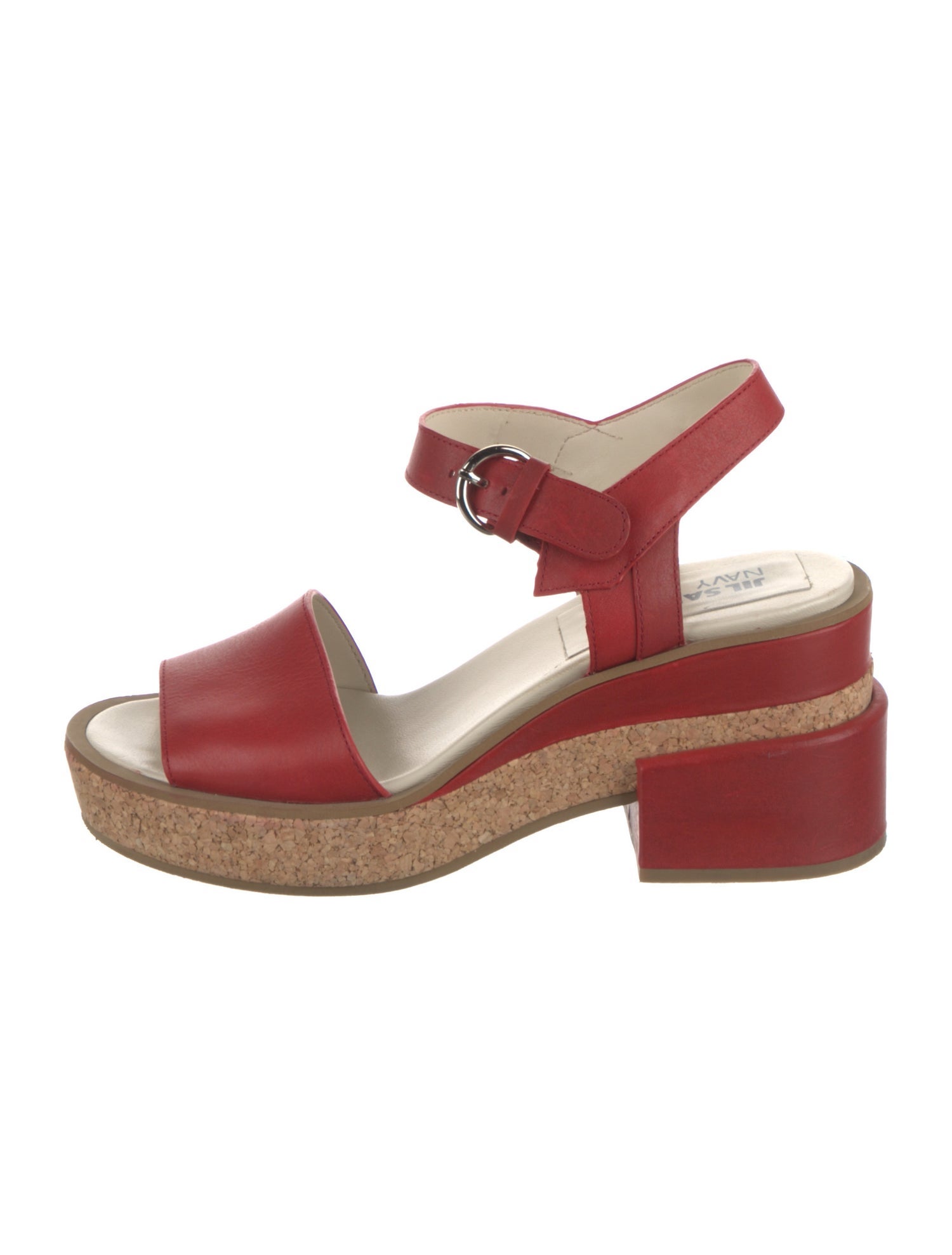 Jil Sander Navy Leather Slingback Sandals