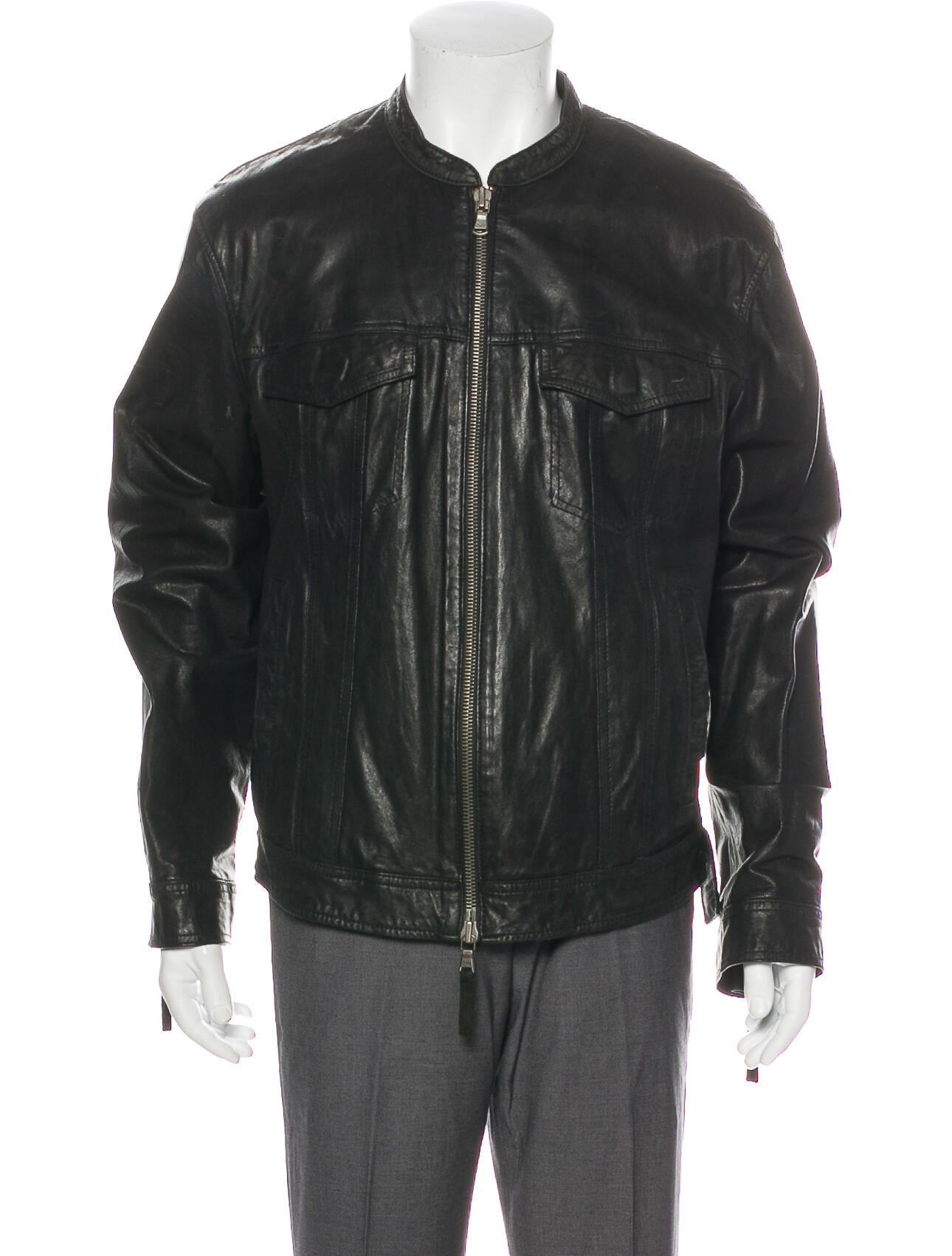 mens black leather trucker jacket
