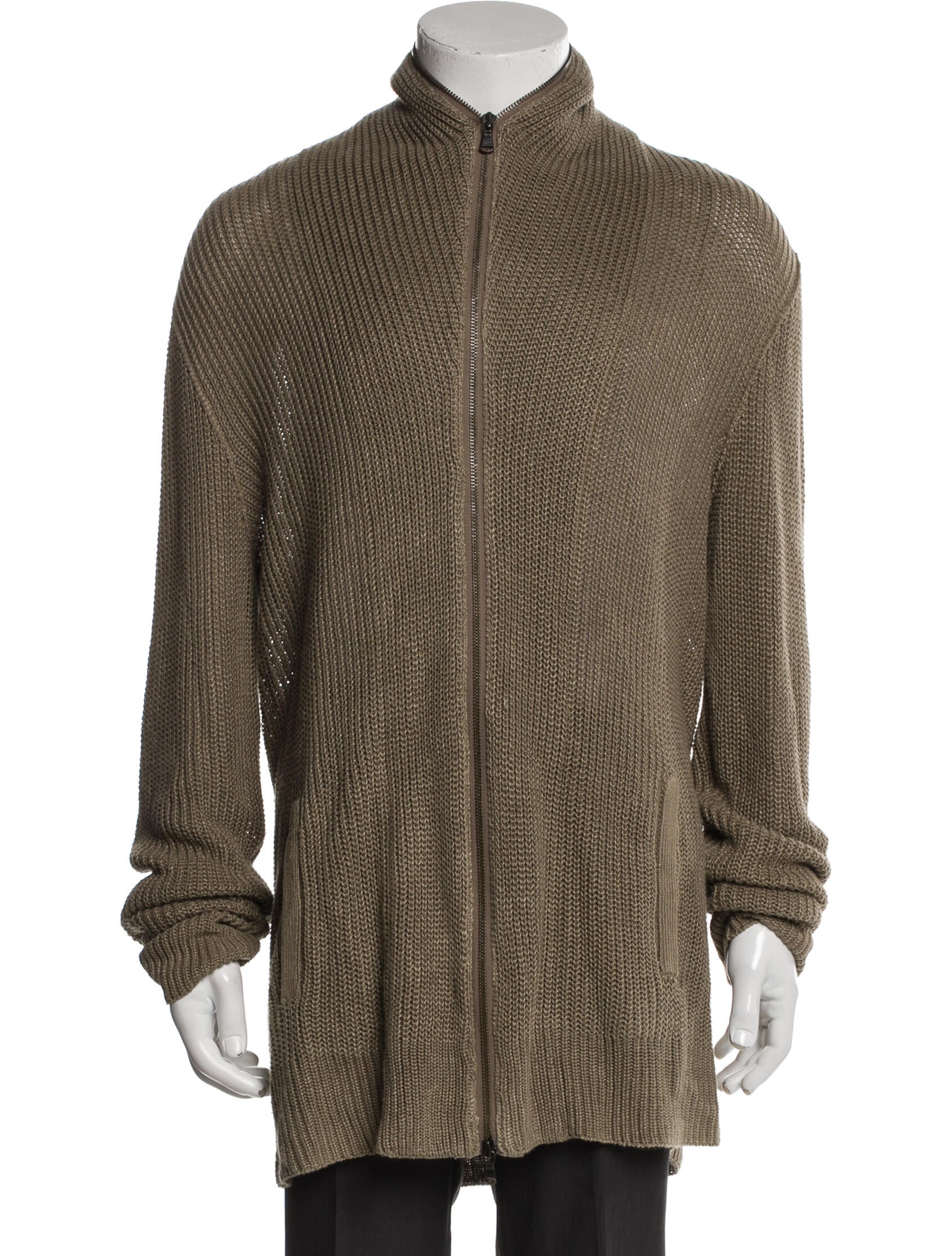 John Varvatos Star USA Linen Mock Neck Cardigan