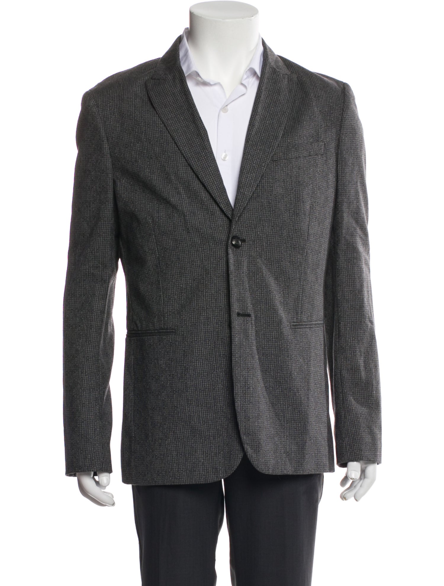 John Varvatos Star USA Wool Plaid Print Peacoat