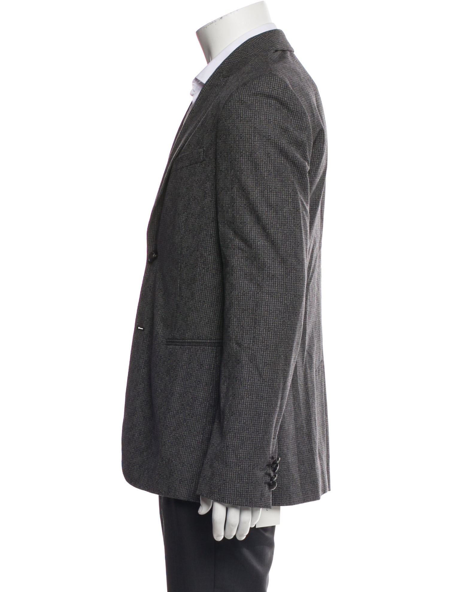 John Varvatos Star USA Wool Plaid Print Peacoat