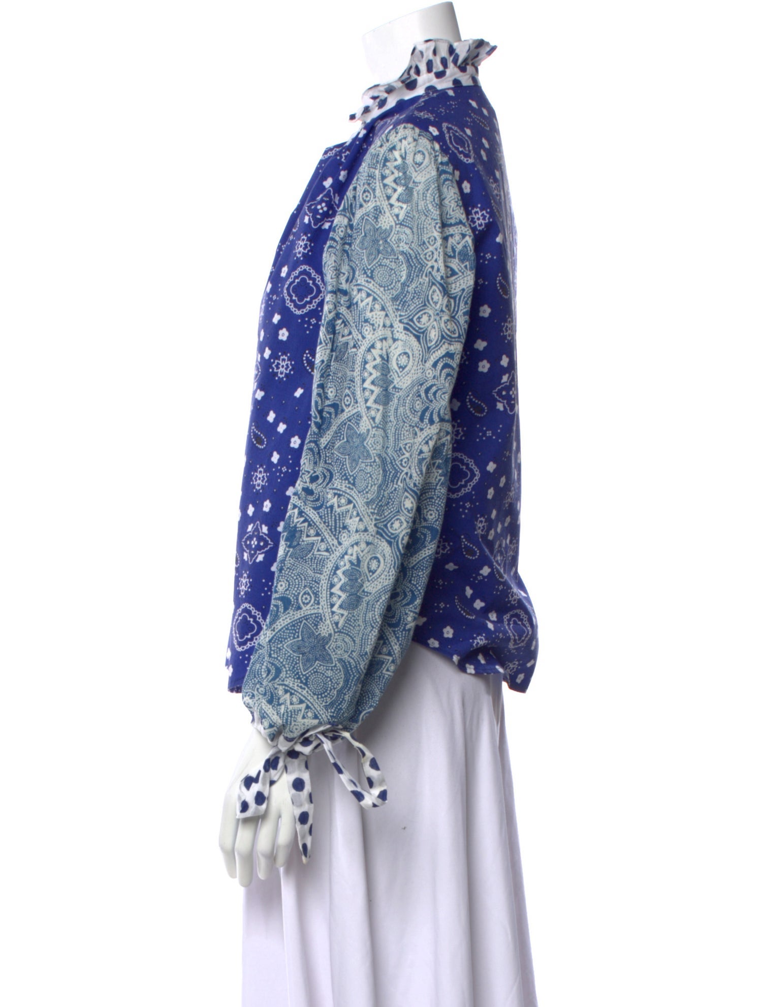 Joey Wölffer Reworked Printed V-Neck Blouse