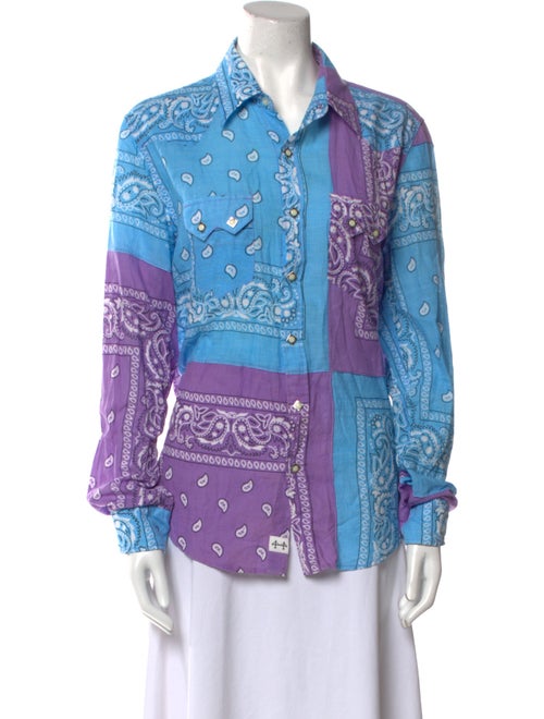 Joey Wölffer Reworked Printed Long Sleeve Button-Up Top