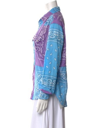 Joey Wölffer Reworked Printed Long Sleeve Button-Up Top