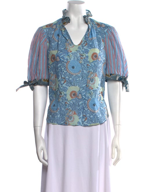 Joey Wölffer Reworked Printed V-Neck Blouse