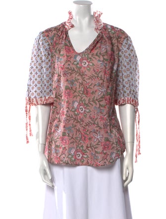 Joey Wölffer Reworked Floral Print V-Neck Blouse