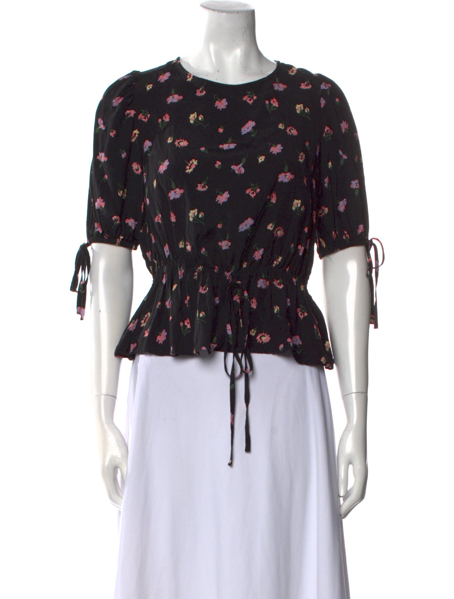 Jill Jill Stuart Floral Print Crew Neck Crop Top