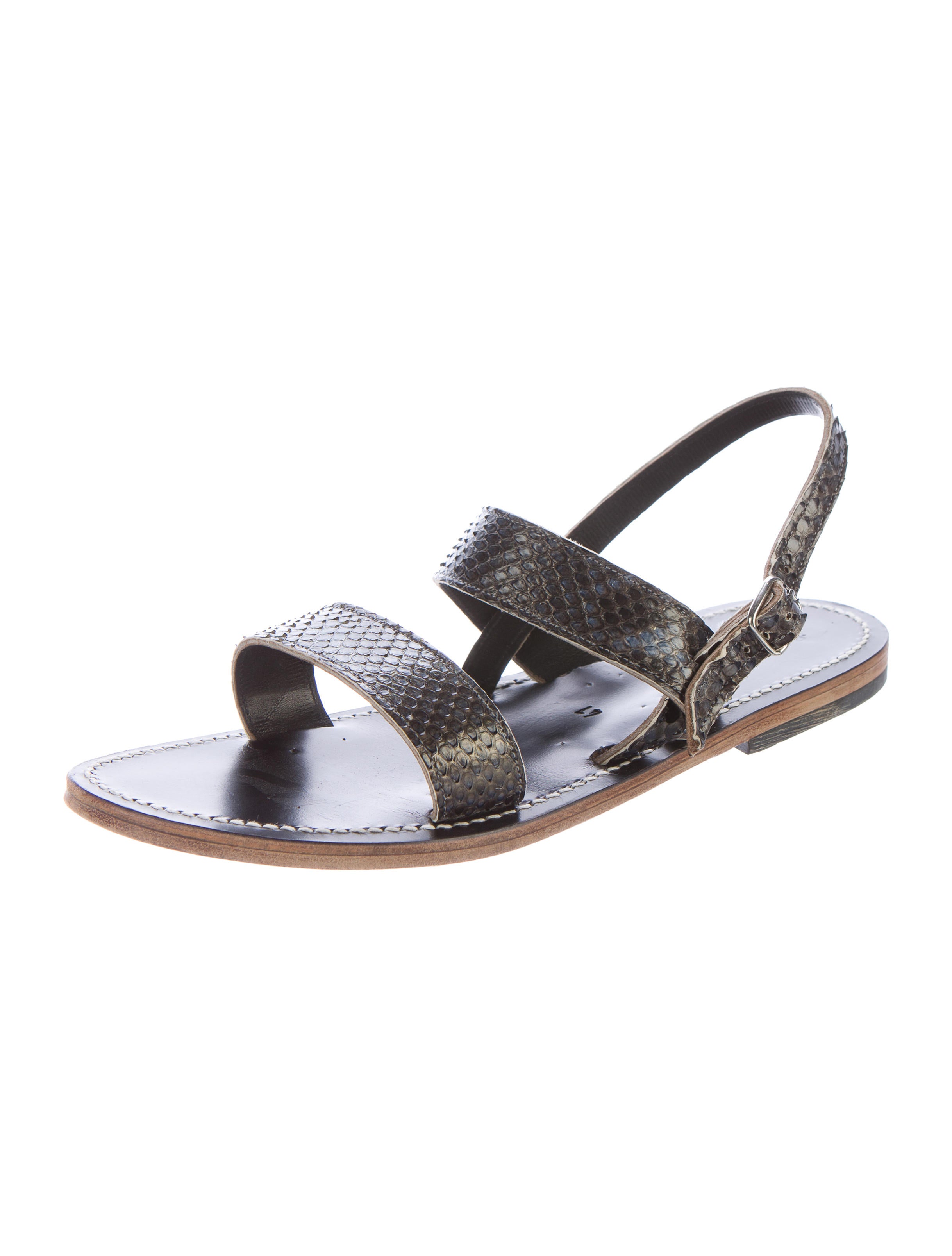 K Jacques St. Tropez Embossed Leather Sandals Shoes WK020809 The