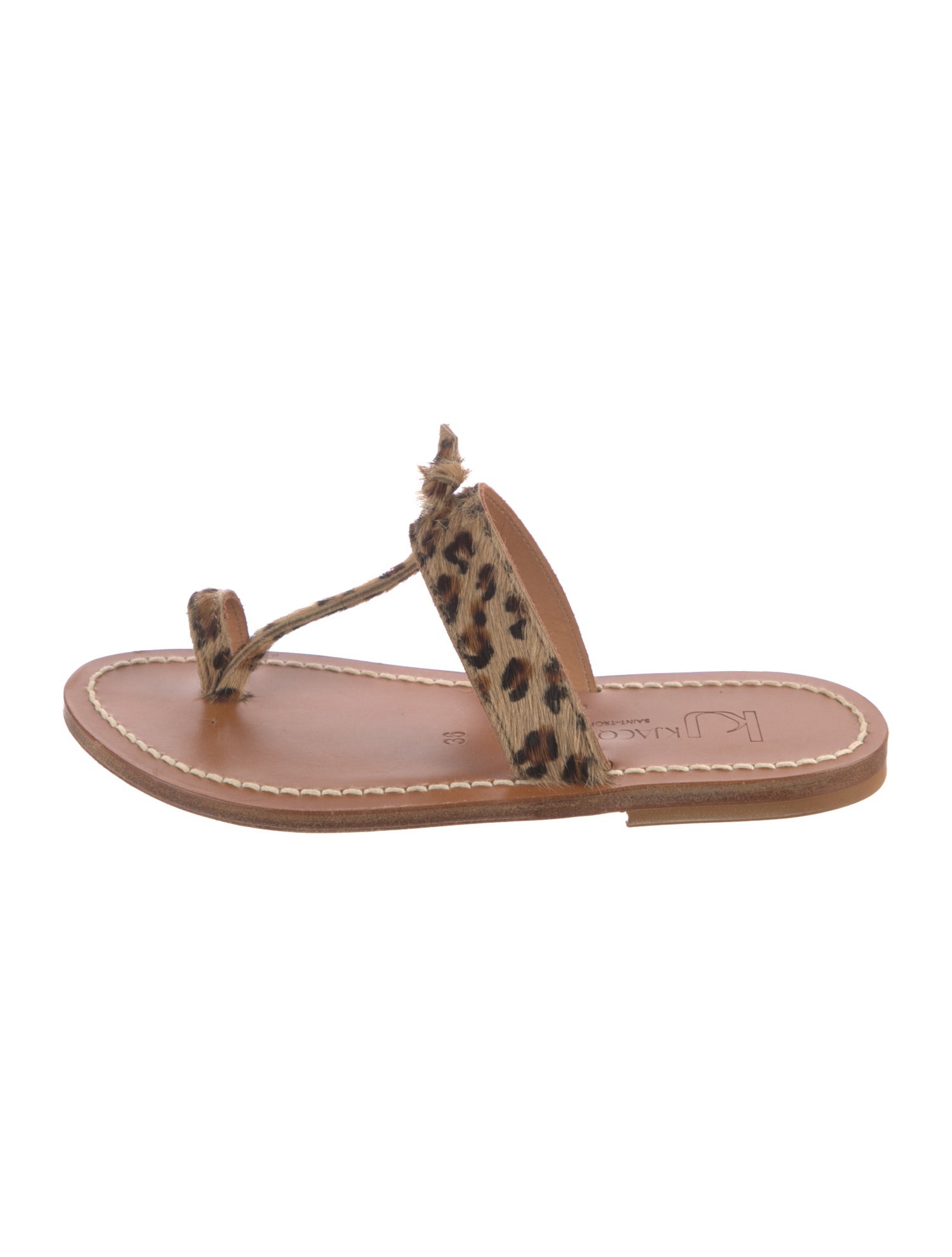 K Jacques St. Tropez Leather Animal Print Slides