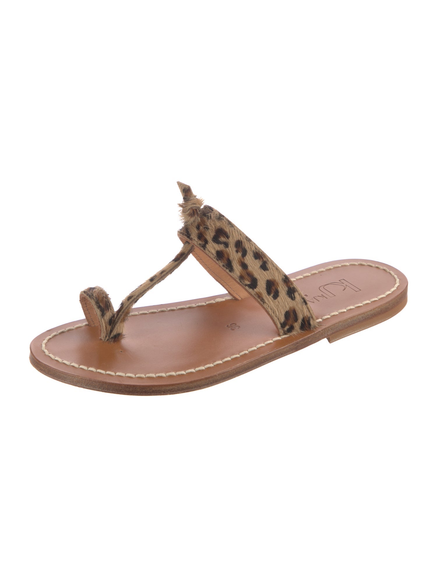 K Jacques St. Tropez Leather Animal Print Slides