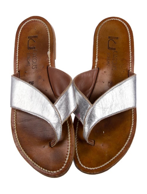 K Jacques St. Tropez Leather Printed Slides