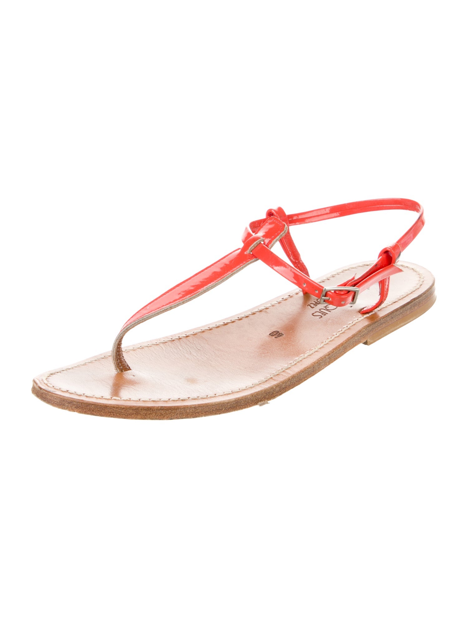 K Jacques St. Tropez Patent Leather T-Strap Sandals