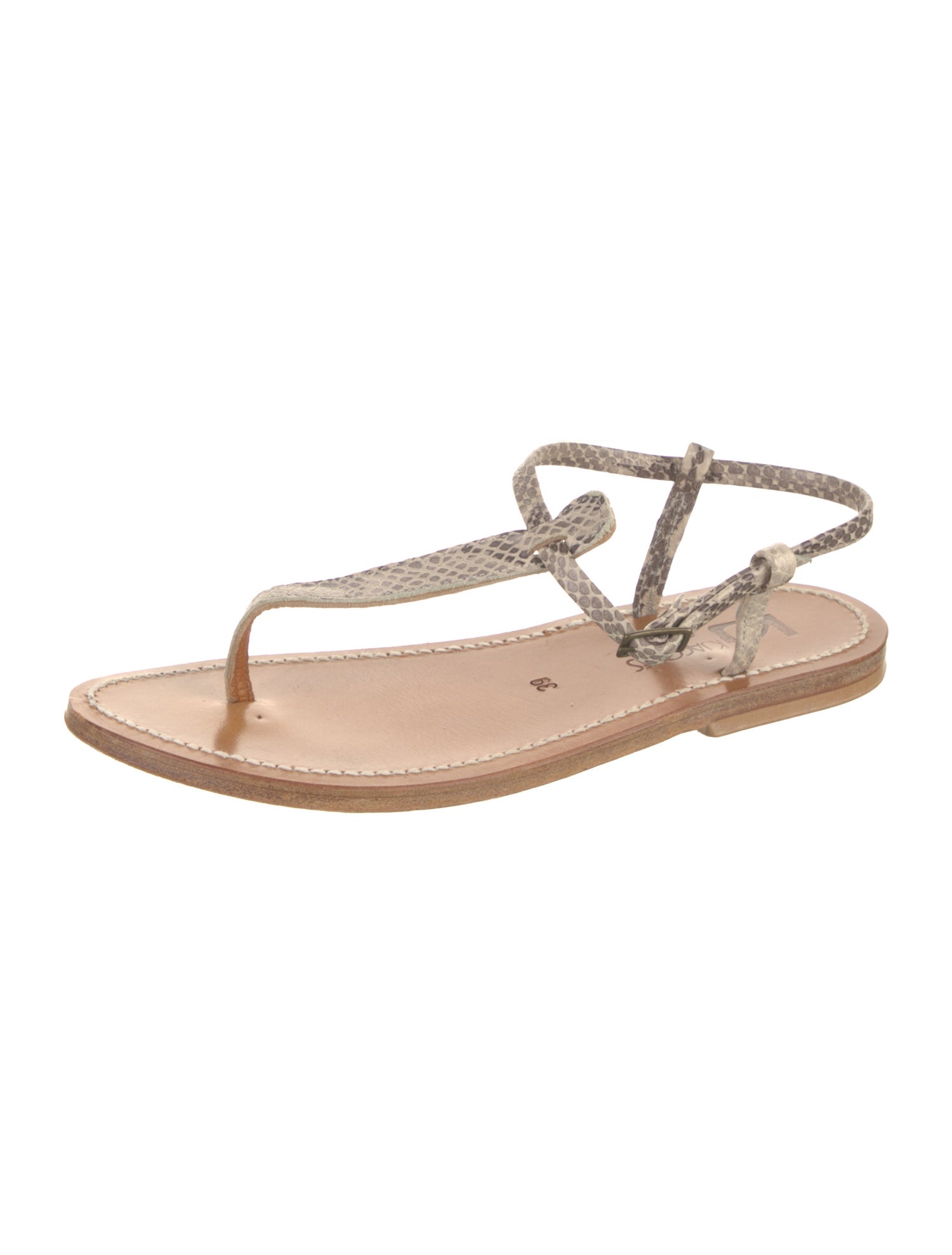 K Jacques St. Tropez Leather T-Strap Sandals