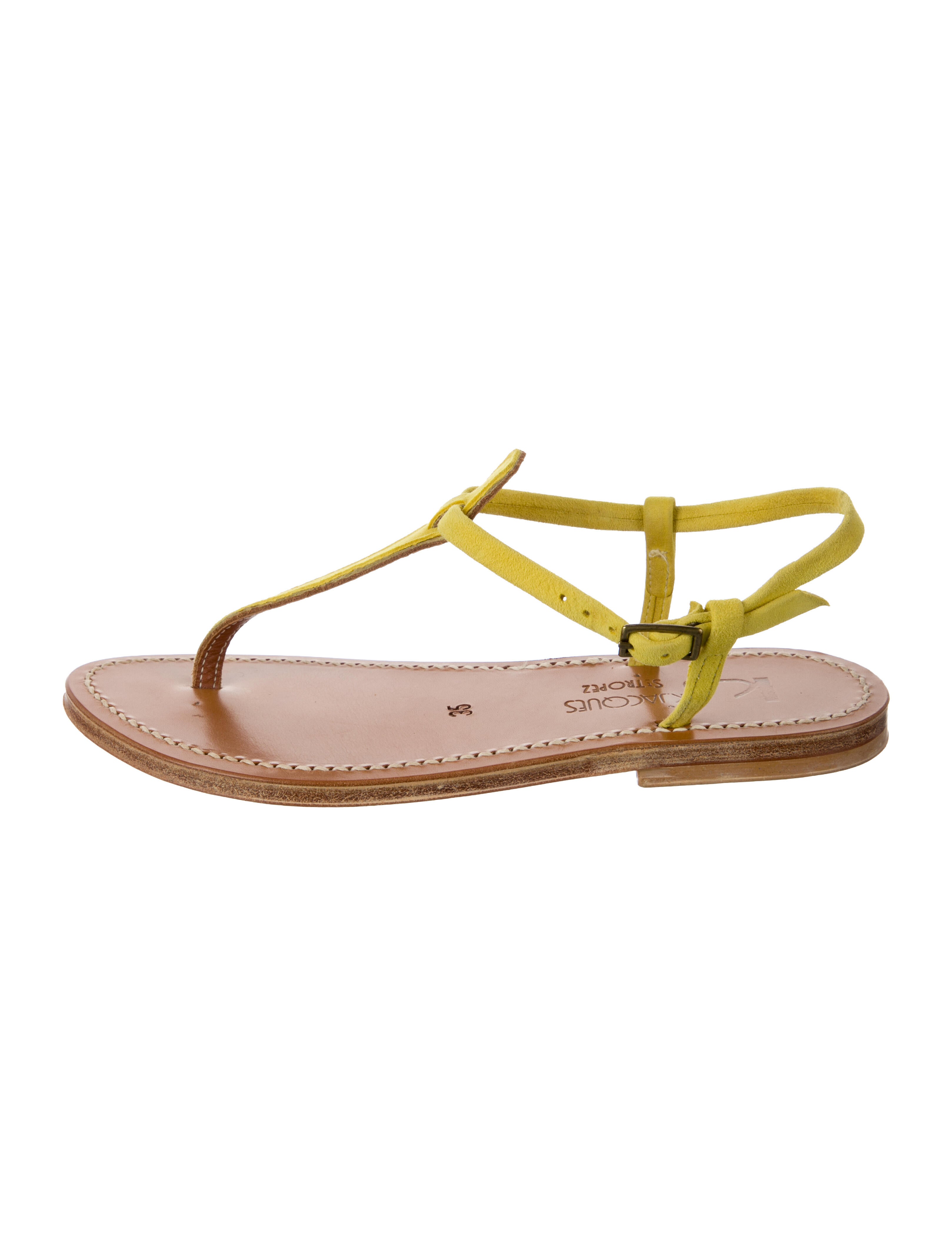 K Jacques St. Tropez Suede Printed T-Strap Sandals