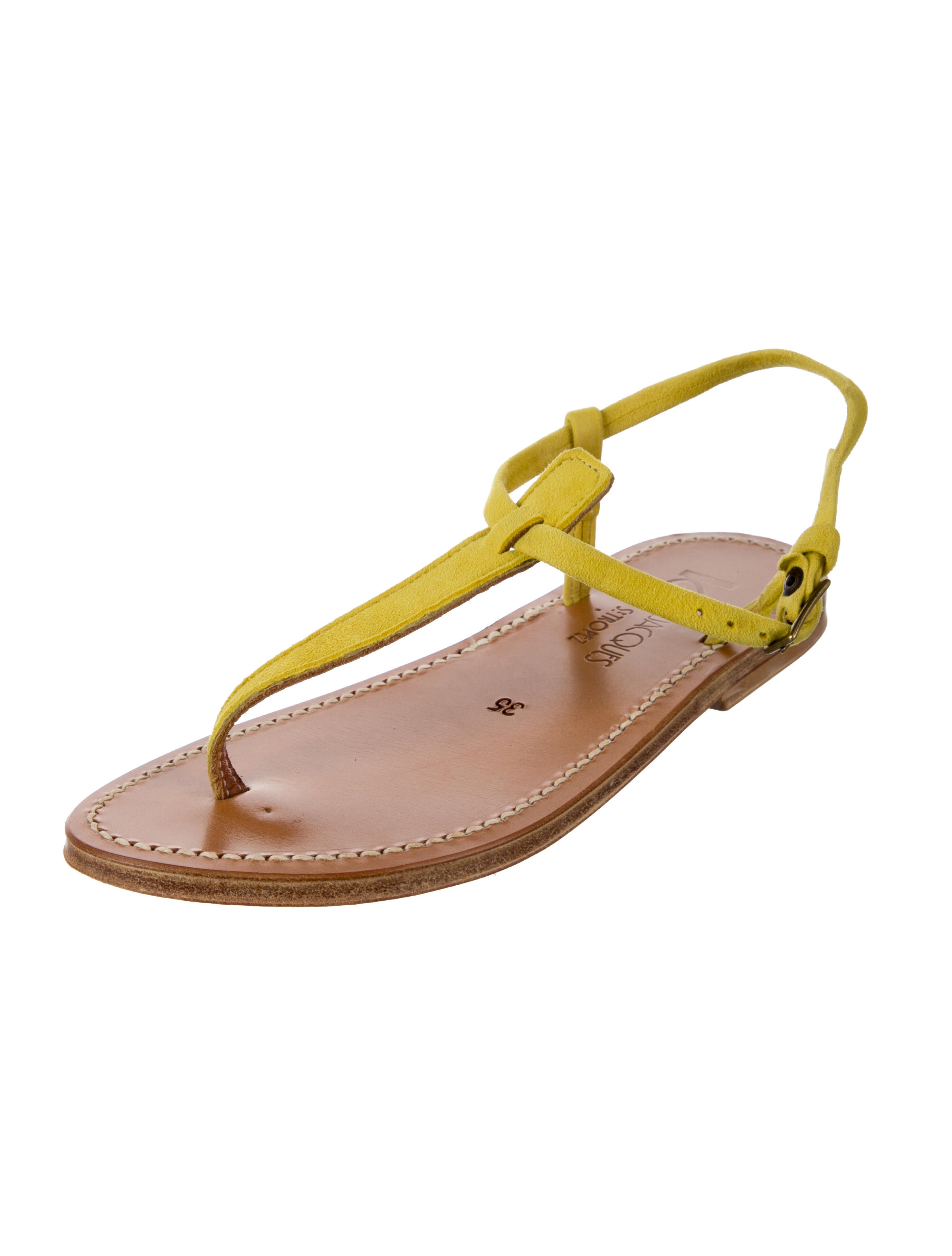K Jacques St. Tropez Suede Printed T-Strap Sandals