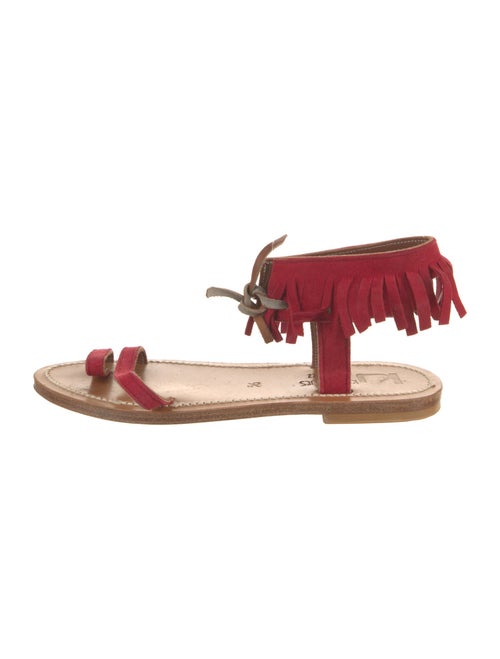 K Jacques St. Tropez Suede Fringe Trim Accent Sandals