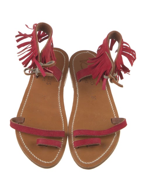 K Jacques St. Tropez Suede Fringe Trim Accent Sandals