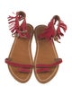 K Jacques St. Tropez Suede Fringe Trim Accent Sandals
