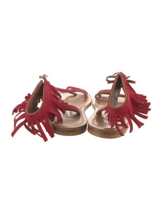 K Jacques St. Tropez Suede Fringe Trim Accent Sandals