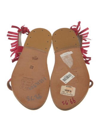 K Jacques St. Tropez Suede Fringe Trim Accent Sandals