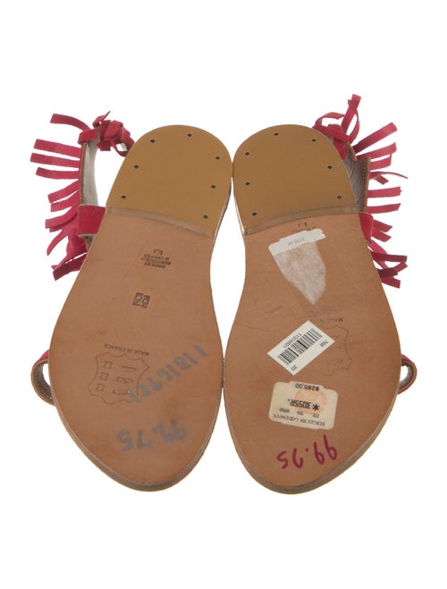 K Jacques St. Tropez Suede Fringe Trim Accent Sandals