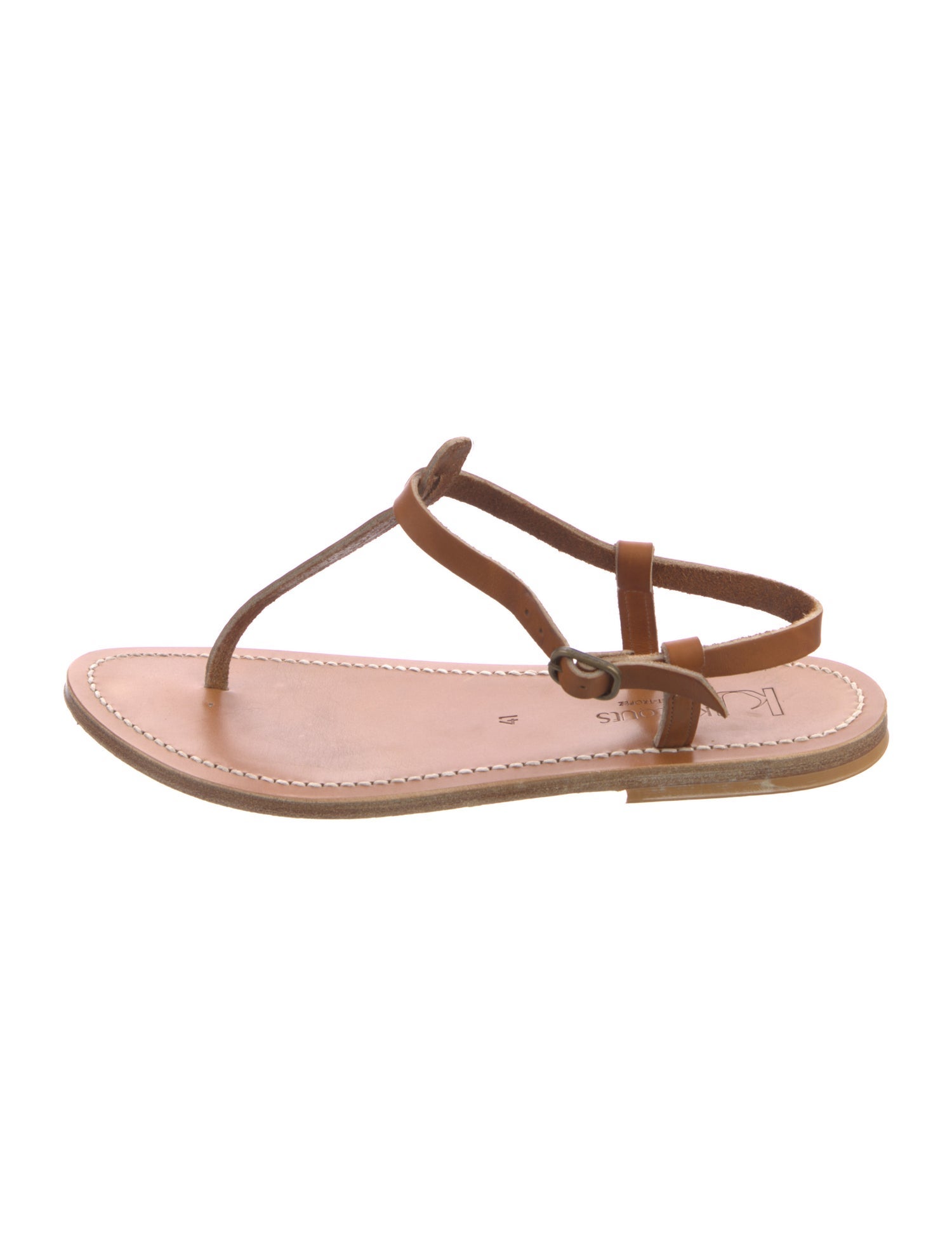 K Jacques St. Tropez Leather T-Strap Sandals
