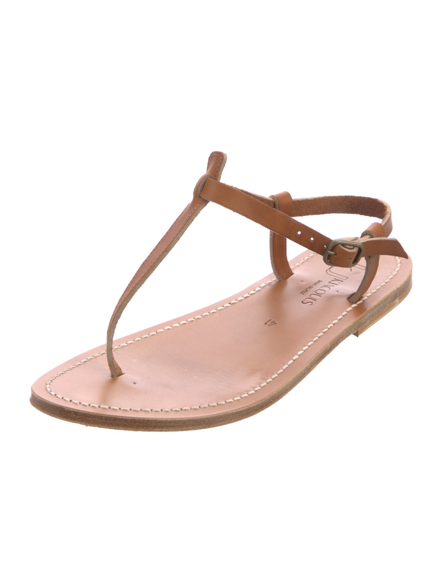 K Jacques St. Tropez Leather T-Strap Sandals
