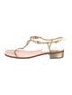 K Jacques St. Tropez Leather Crystal Embellishments T-Strap Sandals
