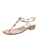 K Jacques St. Tropez Leather Crystal Embellishments T-Strap Sandals