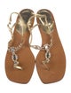 K Jacques St. Tropez Leather Crystal Embellishments T-Strap Sandals