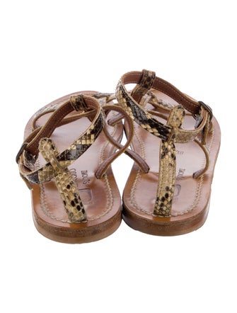 K Jacques St. Tropez Leather Animal Print T-Strap Sandals