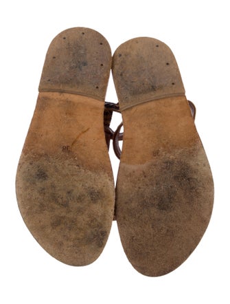 K Jacques St. Tropez Leather Animal Print T-Strap Sandals