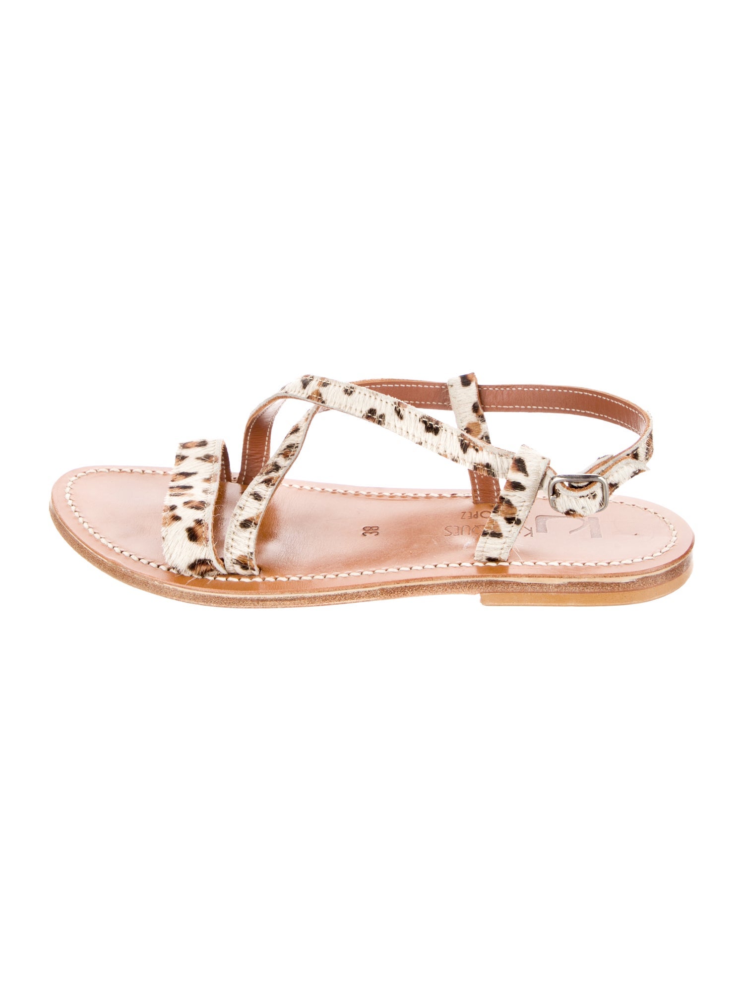K Jacques St. Tropez Ponyhair Animal Print Slingback Sandals