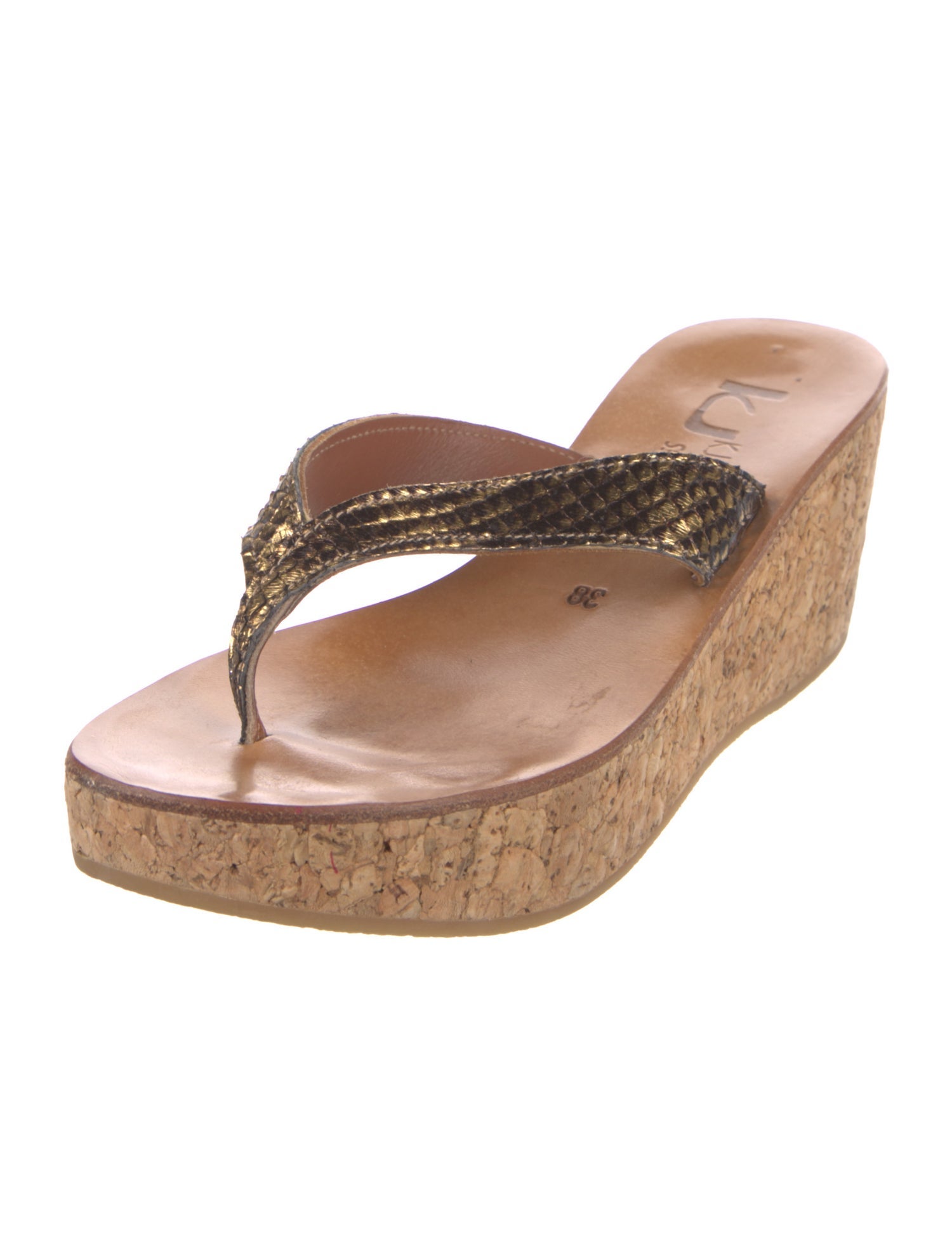 K Jacques St. Tropez Leather Animal Print Sandals