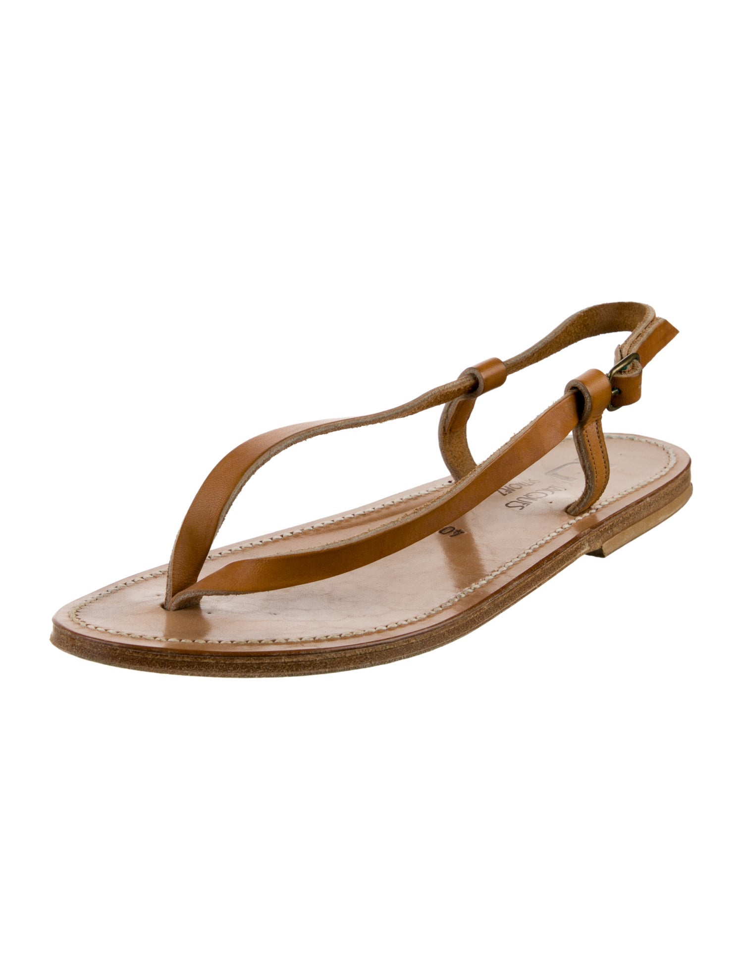 K Jacques St. Tropez Leather Slingback Sandals