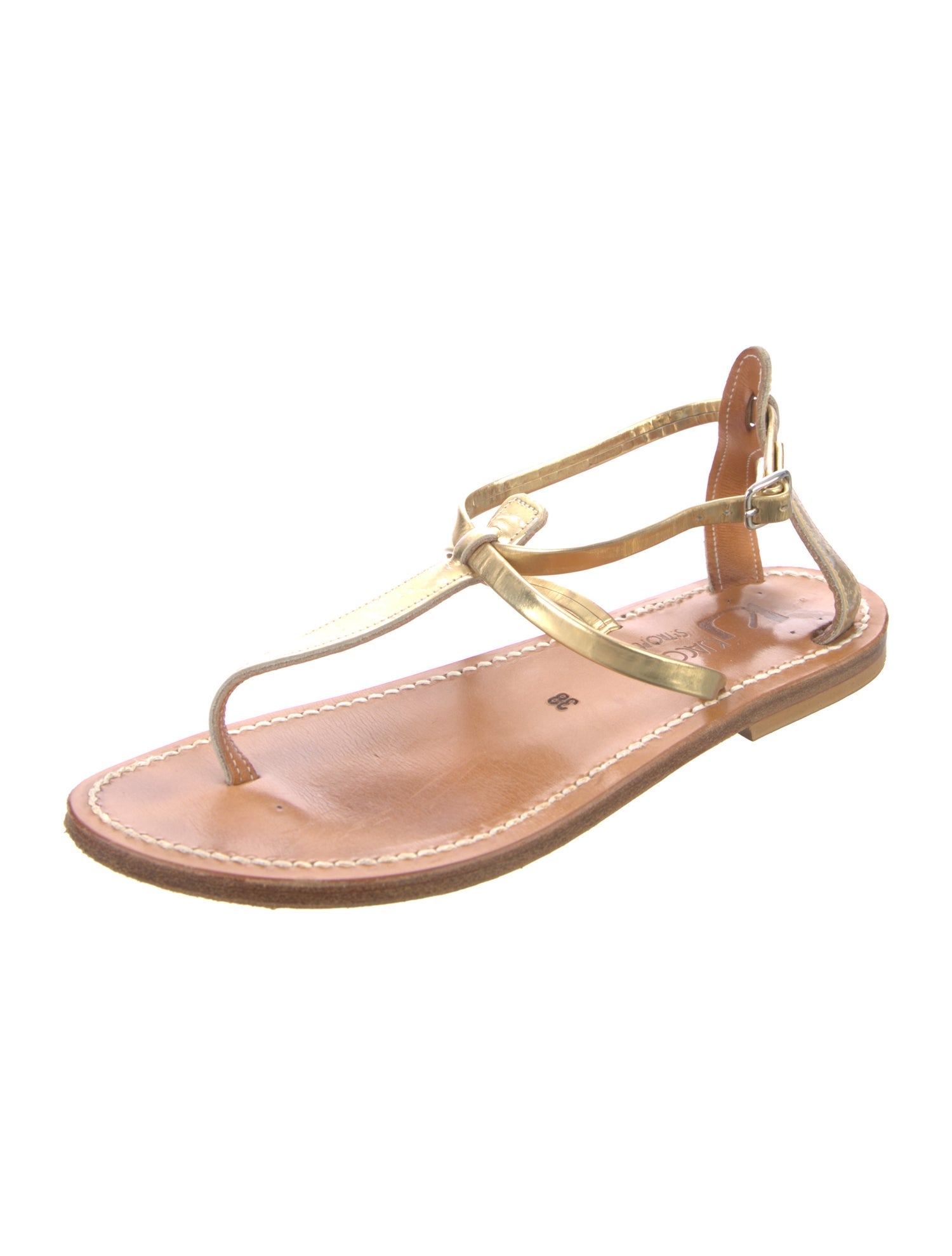 K Jacques St. Tropez Leather T-Strap Sandals