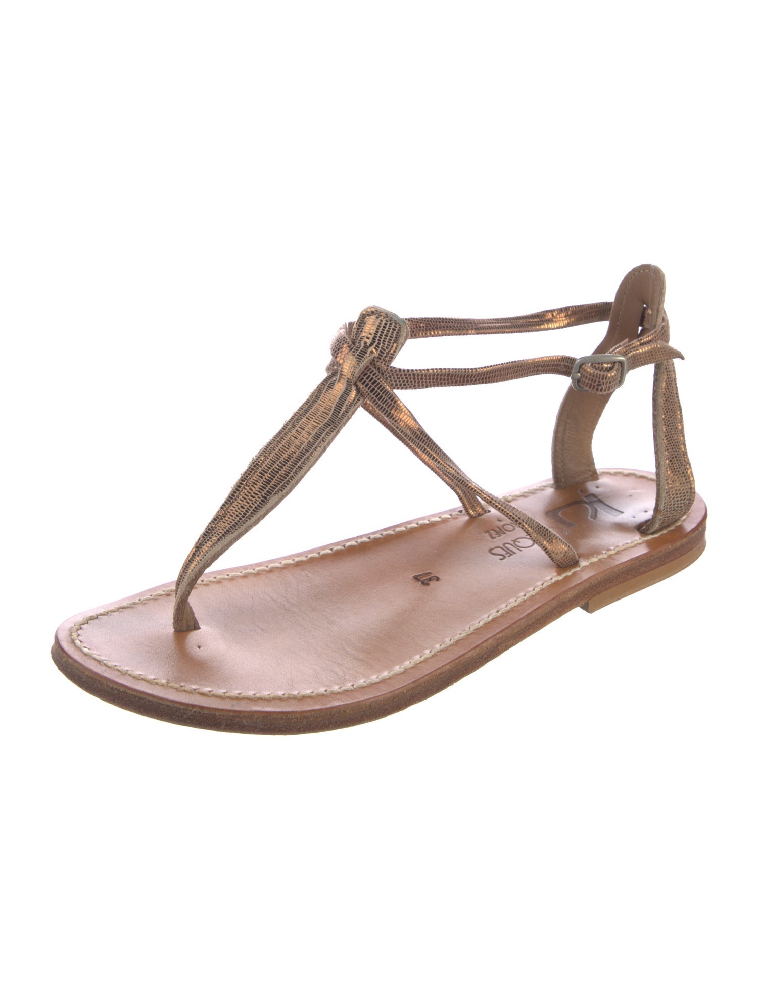K Jacques St. Tropez Leather T-Strap Sandals