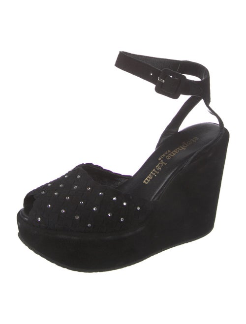 Stephane Kélian Suede Crystal Embellishments Espadrilles