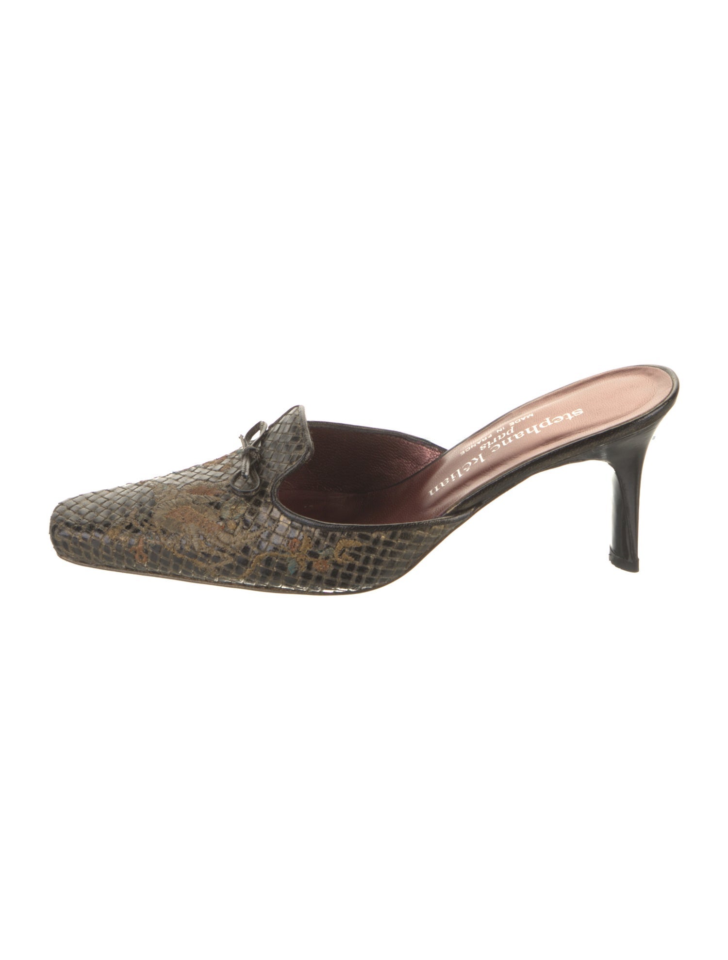 Stephane Kélian Leather Animal Print Mules