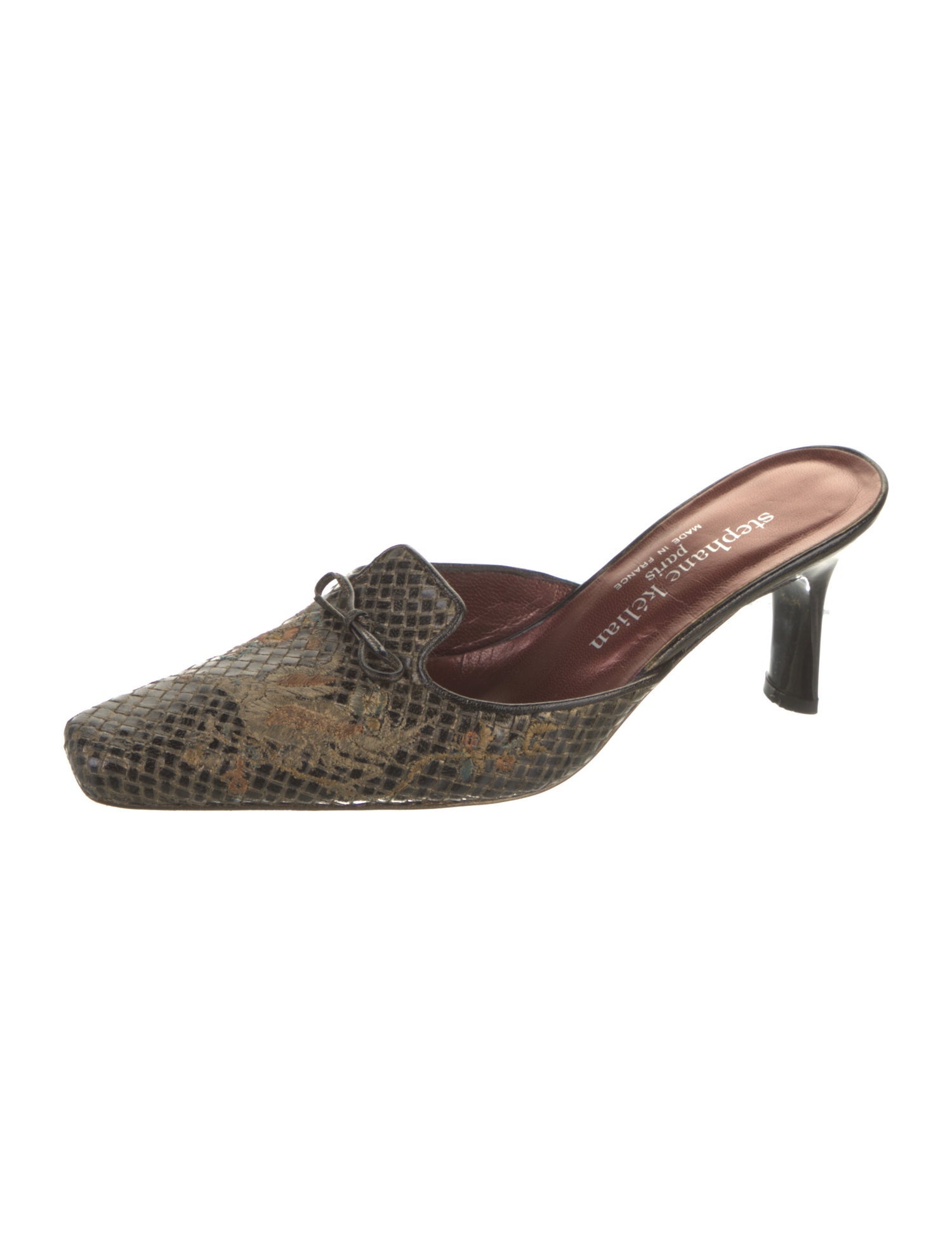 Stephane Kélian Leather Animal Print Mules