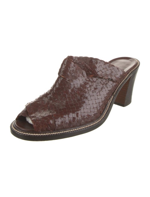 Stephane Kélian Patent Leather Braided Accents Slides