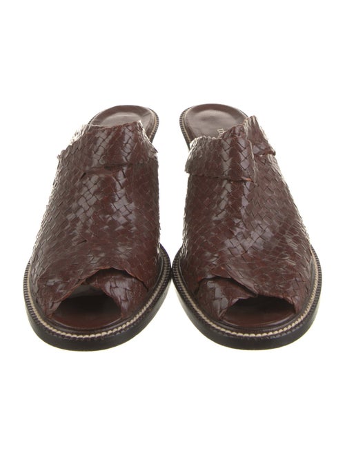 Stephane Kélian Patent Leather Braided Accents Slides