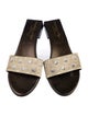 Stephane Kélian Leather Crystal Embellishments Slides