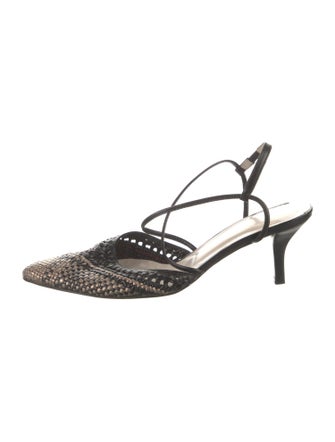 Stephane Kélian Embossed Leather Printed T-Strap Pumps