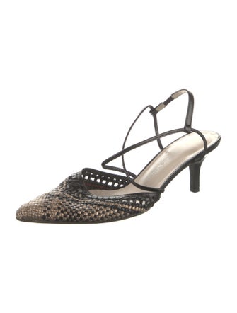 Stephane Kélian Embossed Leather Printed T-Strap Pumps