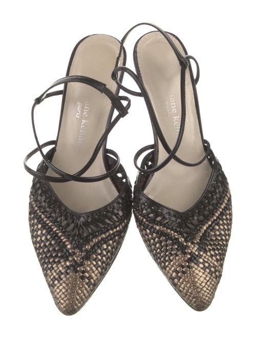 Stephane Kélian Embossed Leather Printed T-Strap Pumps