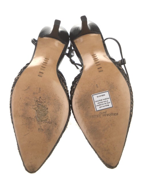 Stephane Kélian Embossed Leather Printed T-Strap Pumps