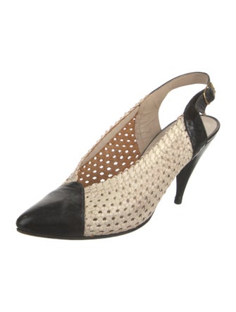 Stephane Kélian Leather Colorblock Pattern Slingback Pumps